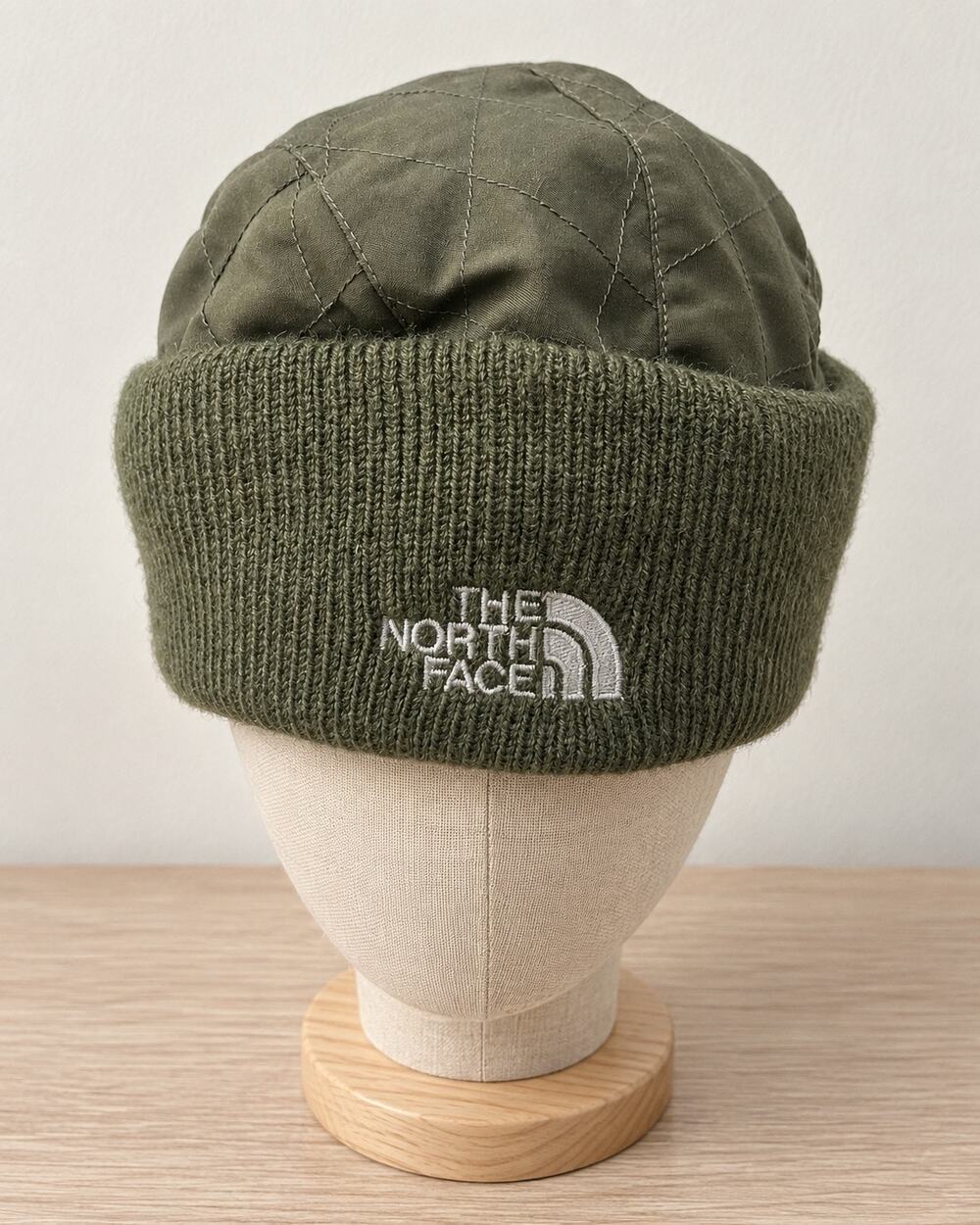 The North Face Olive Green Quilted Visor Beanie Cap Gorpcore Y2K One Size